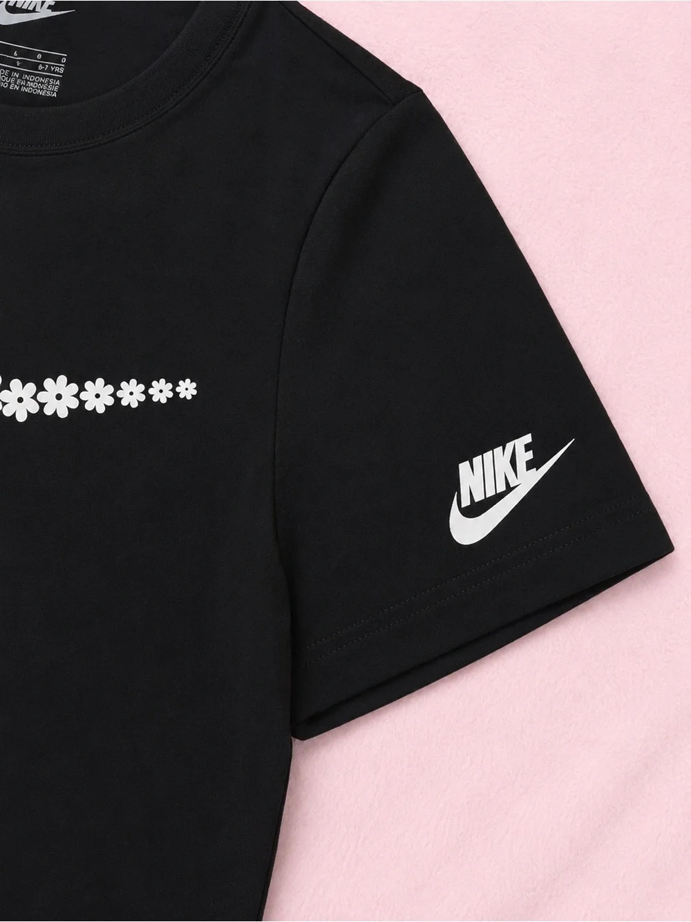Kids Nike Black Dress with White Floral Swoosh
